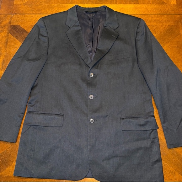 Jos A Bank Black Travelers Collection 100% Wool Jacket Sports Coat Mens 44R - Picture 1 of 12
